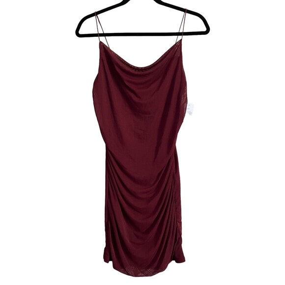 Ruched Mesh Bodycon Dress S Wild Fable Small S Dark Red Sleeveless Mini Cocktail - Picture 6 of 8